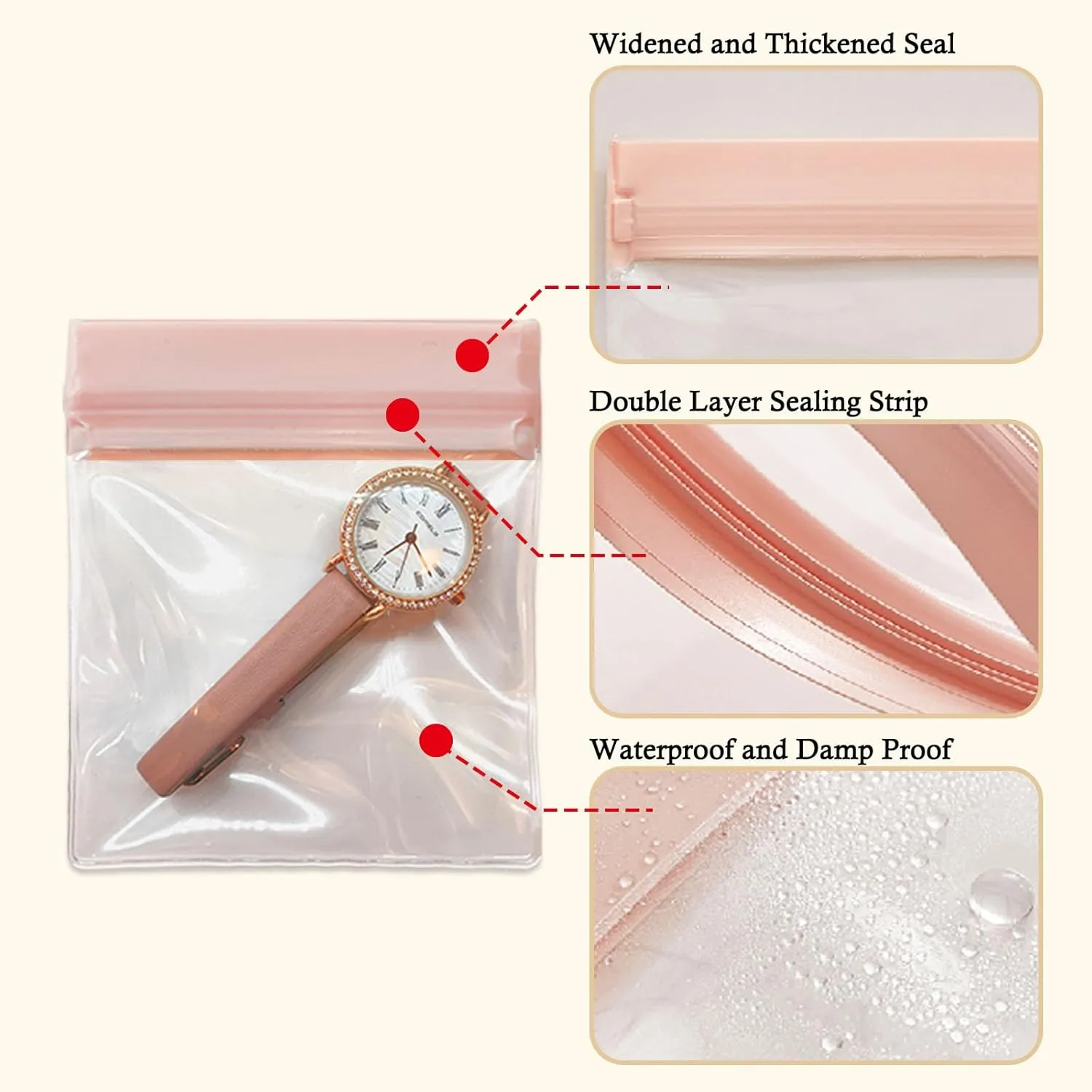 30 PCS Clear Plastic EVA Anti Tarnish Jewelry Storage Bags, Zip Ziplock Jewelry Pouches for Selling & Gift, Little Mini Travel Organizer for Ring Earing Chain Bracelet (M)