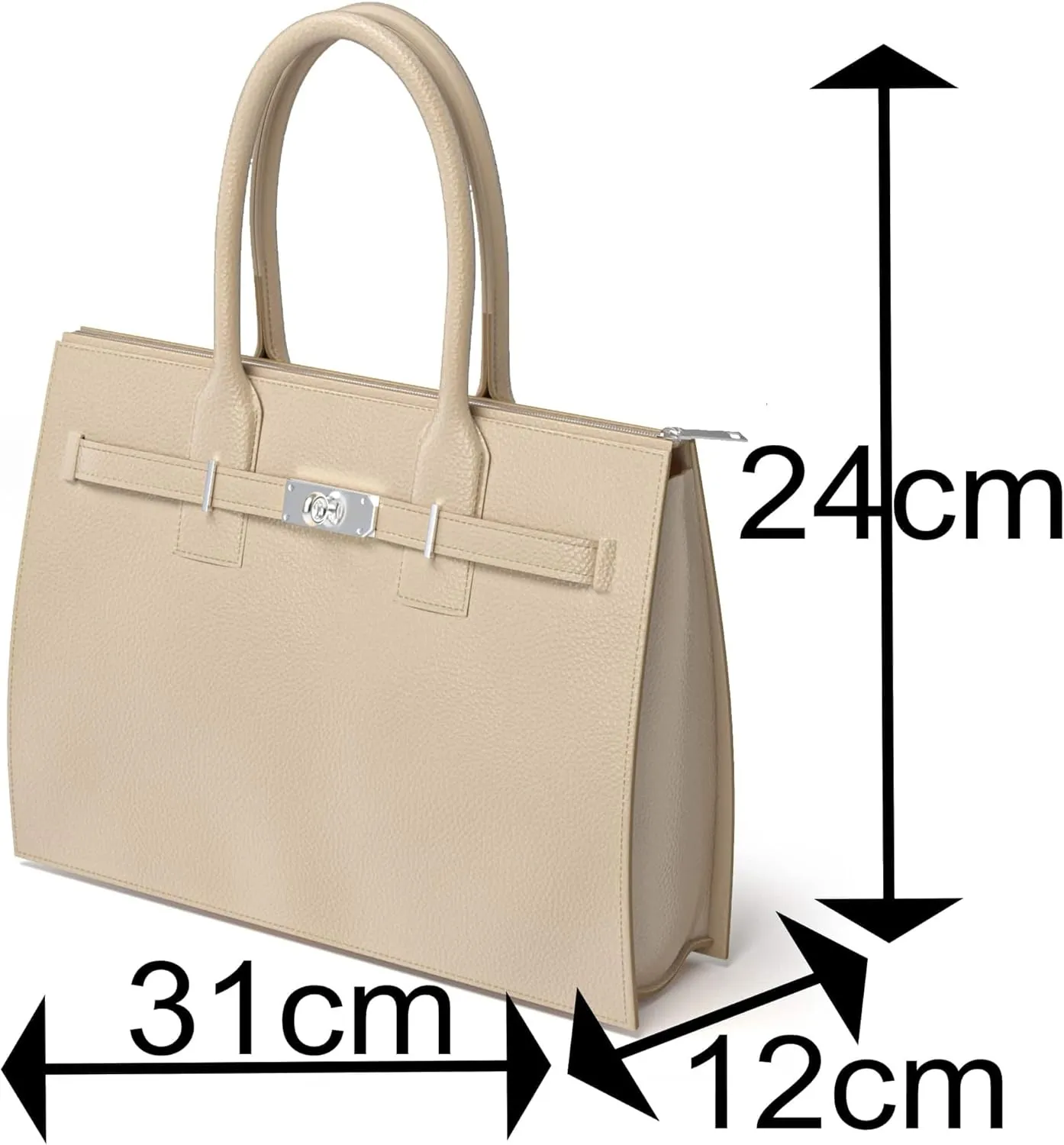 30636 Women's Hand Shoulder Bag Genuine Leather with Zip Compartments