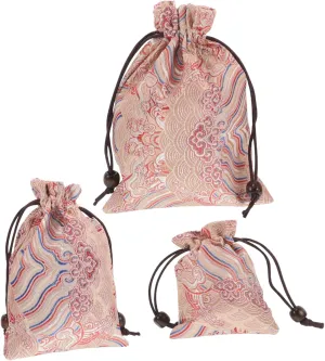3pcs Luxury Fabric Jewelry Drawstring Pouches Small Business Storage Bags Handmade Jewelry Pouches Compact