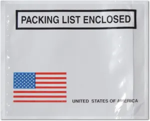 4 1/2" x 5 1/2" USA Panel Face Packing List Envelopes Bags Back Load 1000 Pieces