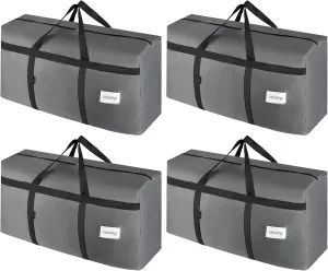 4 Pack Moving Bags Heavy Duty Extra Large 90L, College Packing Bags for Moving Clothes, Moving Supplies & Boxes with Zippers and Handles, Storage Bags Moving Totes Camping Essentials (Grey)