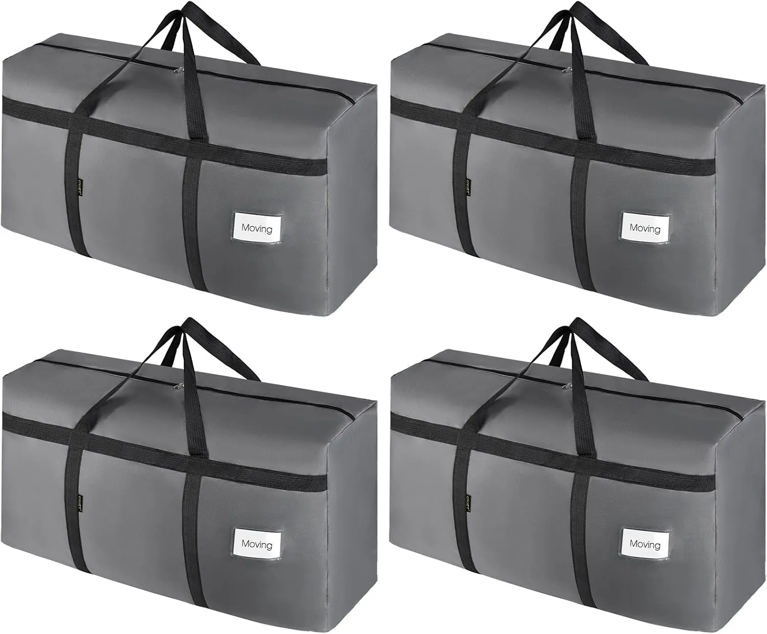 4 Pack Moving Bags Heavy Duty Extra Large 90L, College Packing Bags for Moving Clothes, Moving Supplies & Boxes with Zippers and Handles, Storage Bags Moving Totes Camping Essentials (Grey)