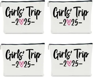 4 PCS Girls Trip Gifts Favors 2025 Girls Weekend Gifts for Women Bestie Gifts Friend Gifts Girls Trip Favors for Sister Niece Friendship Holiday Vacation Makeup Bag Weekend Bags for Women