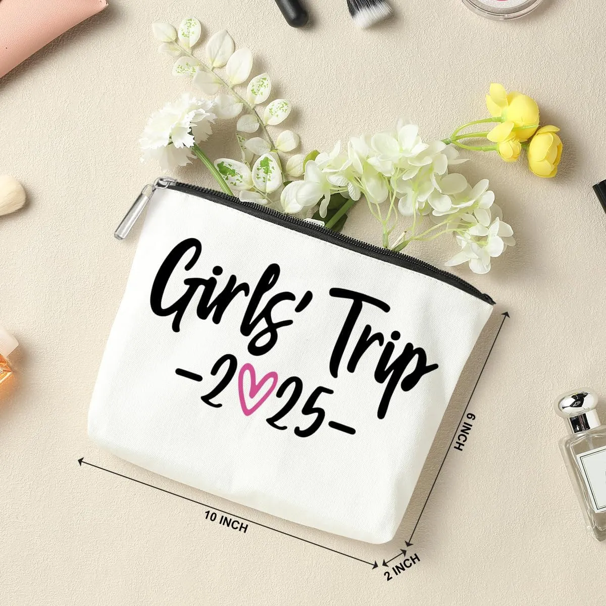 4 PCS Girls Trip Gifts Favors 2025 Girls Weekend Gifts for Women Bestie Gifts Friend Gifts Girls Trip Favors for Sister Niece Friendship Holiday Vacation Makeup Bag Weekend Bags for Women