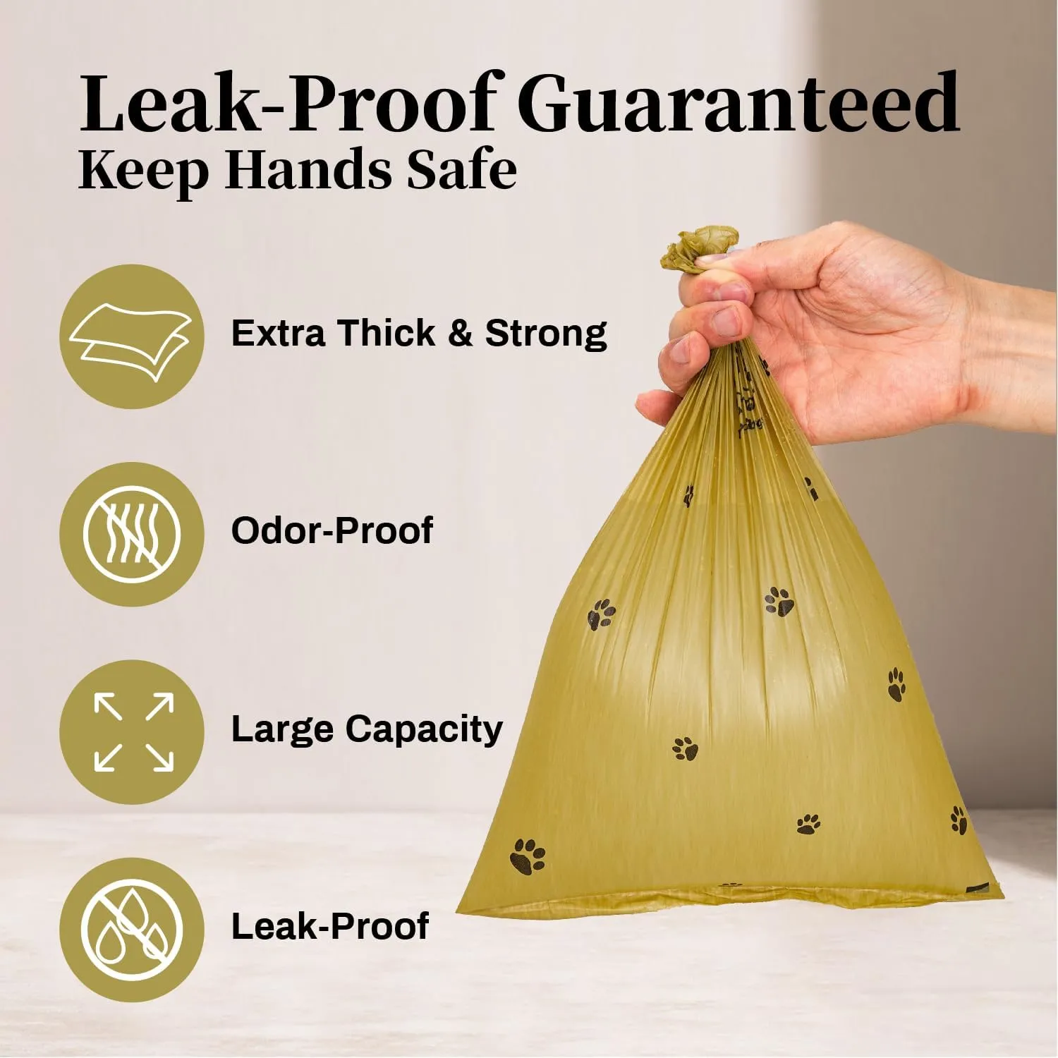 420 Counts Dog Poop Bags Rolls with Dispenser & Leash Clip, Scented Poop Bags for Dogs Waste, Extra Thick & Leak Proof for Poop Doggie Puppy Pet Waste, 9" x 13", Dark Khaki