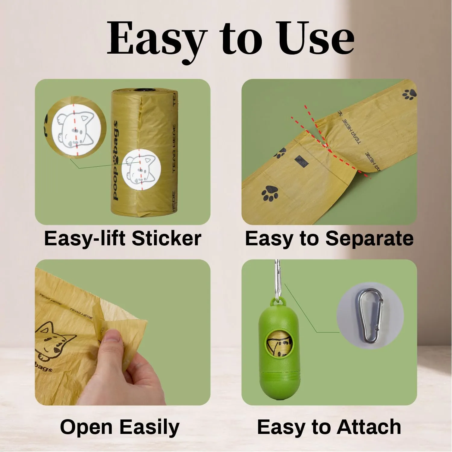 420 Counts Dog Poop Bags Rolls with Dispenser & Leash Clip, Scented Poop Bags for Dogs Waste, Extra Thick & Leak Proof for Poop Doggie Puppy Pet Waste, 9" x 13", Dark Khaki