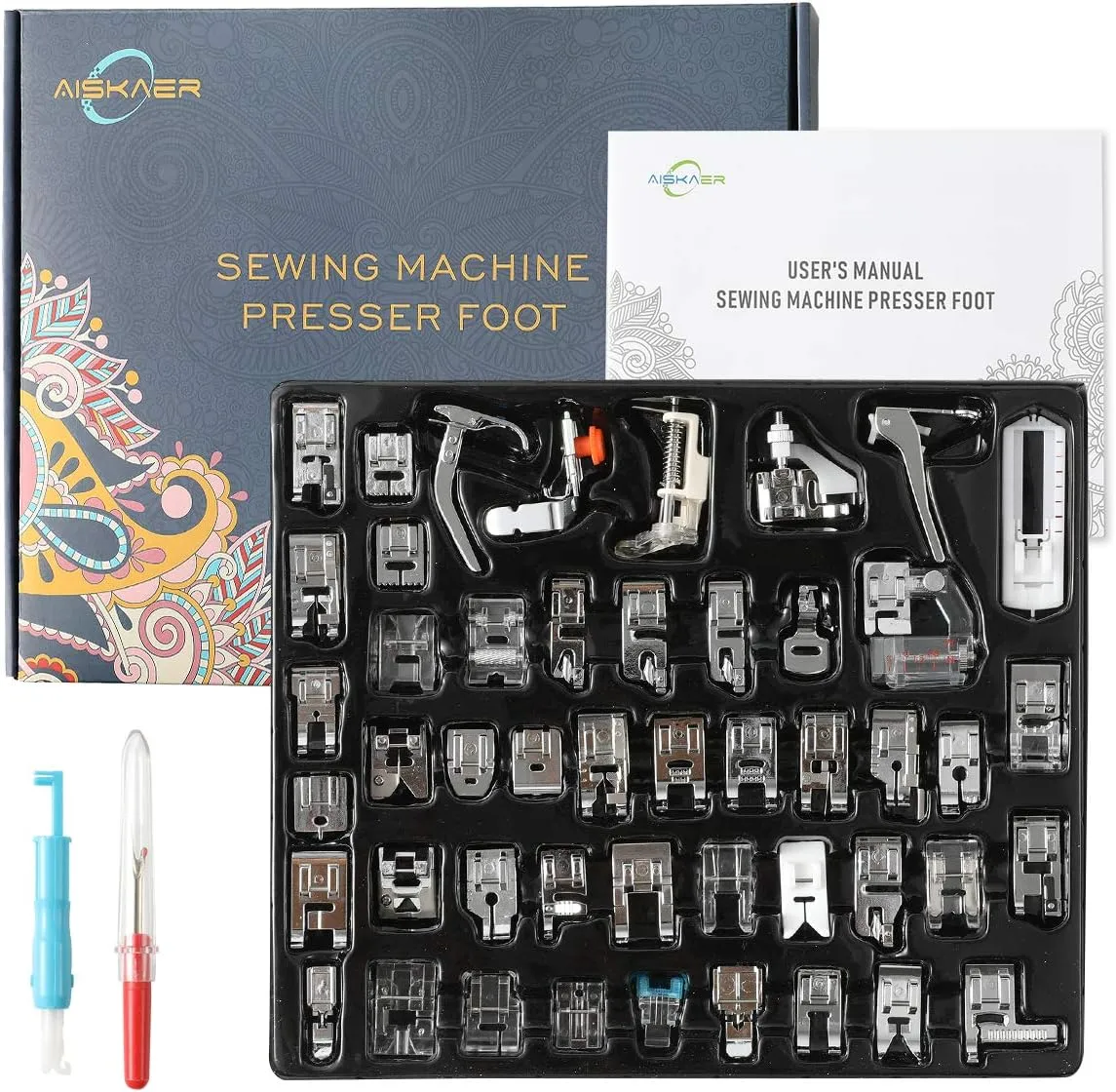 48Pcs Sewing Machine Presser Feet Foot Set for Brother, Babylock, Singer, Janome, Elna, Toyota, New Home, Simplicity, Kenmore