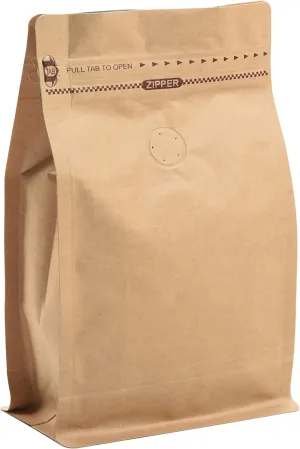 50 Count 8 Ounces Kraft Paper Coffee Bags - High Barrier Kraft & Foil Liner - Flat Bottom Coffee Pouches with Degassing Valve, Food Storage Bags with Rsealable Zipper & Easy Open Tape (50pcs,
