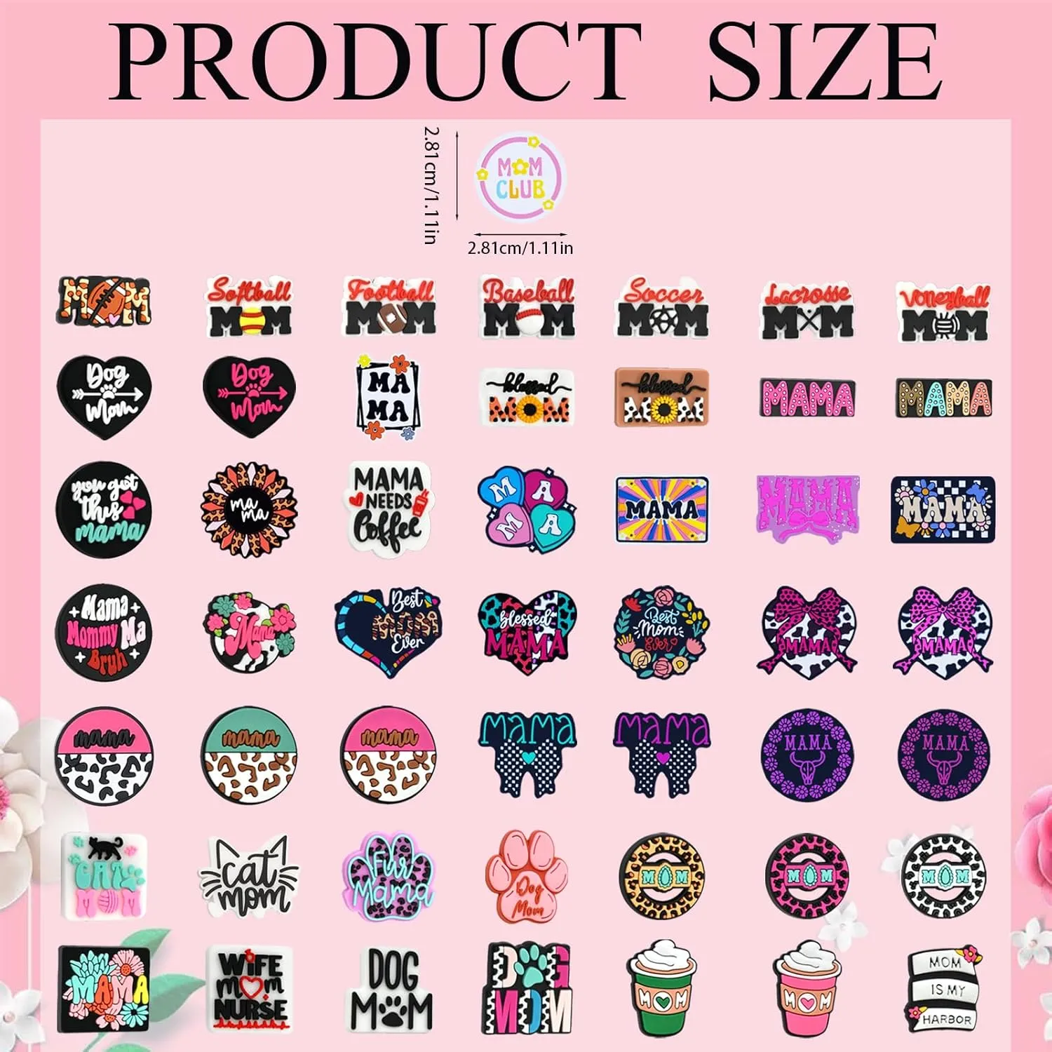50pcs Mama Silicone Focal Beads, Mom Focal Beads Accessories Decorative Mother's Day Bead for Keychain Making Beaded Pens Jewelry Mother Gift Crafts Bracelet Necklace