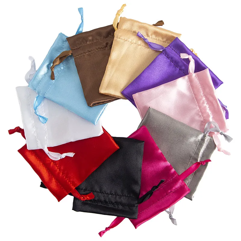 50pcs Mint Green Satin Bags with Drawstring - 3 Sizes