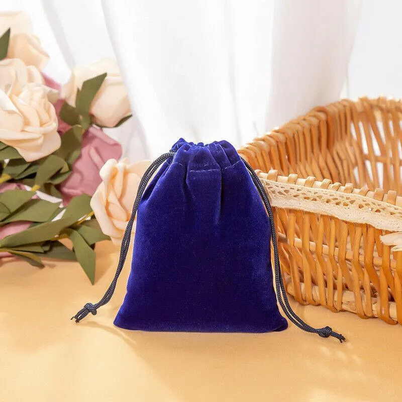 50X Small Velvet Cloth Drawstring Bags Gift Bag Jewelry Ring Pouch Earring Favor 9x12