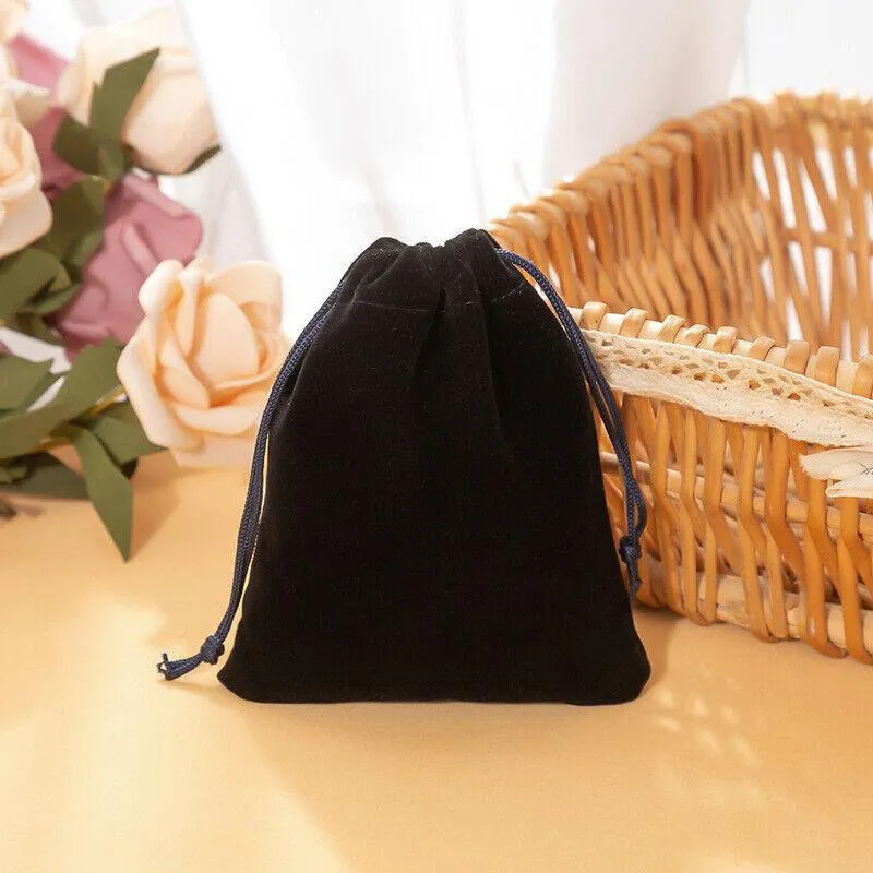 50X Small Velvet Cloth Drawstring Bags Gift Bag Jewelry Ring Pouch Earring Favor 9x12