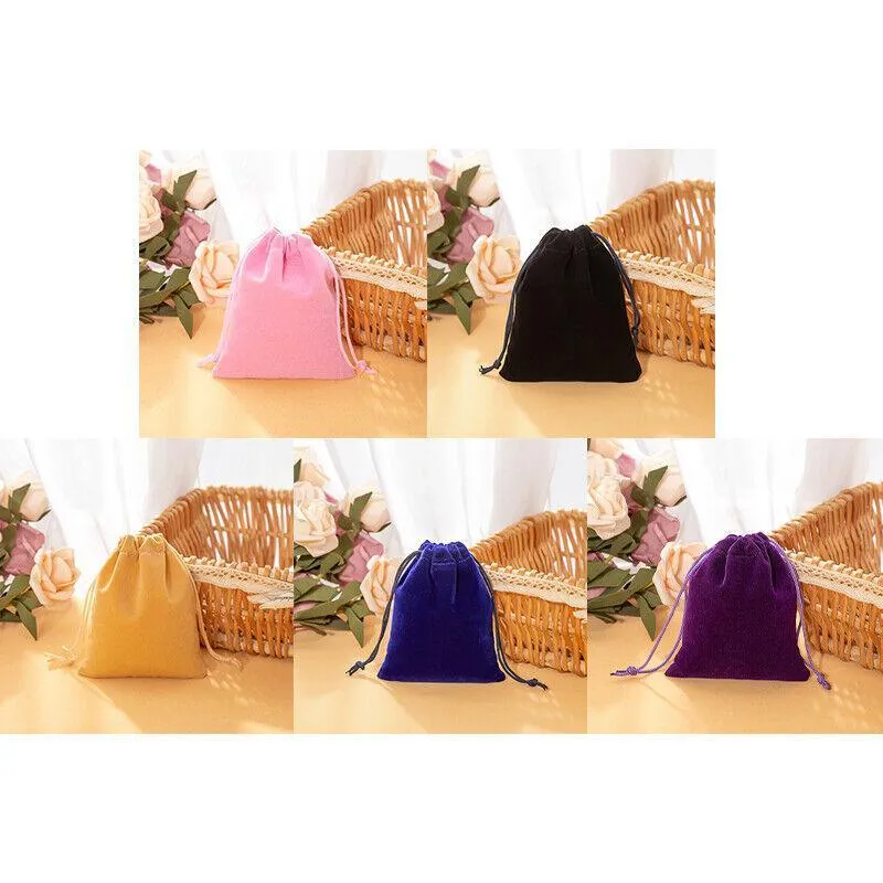 50X Small Velvet Cloth Drawstring Bags Gift Bag Jewelry Ring Pouch Earring Favor 9x12