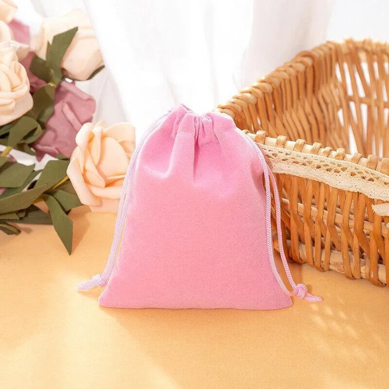 50X Small Velvet Cloth Drawstring Bags Gift Bag Jewelry Ring Pouch Earring Favor 9x12
