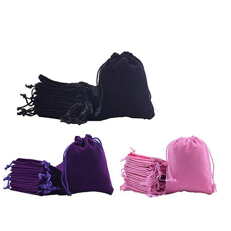 50X Small Velvet Cloth Drawstring Bags Gift Bag Jewelry Ring Pouch Earring Favor 9x12