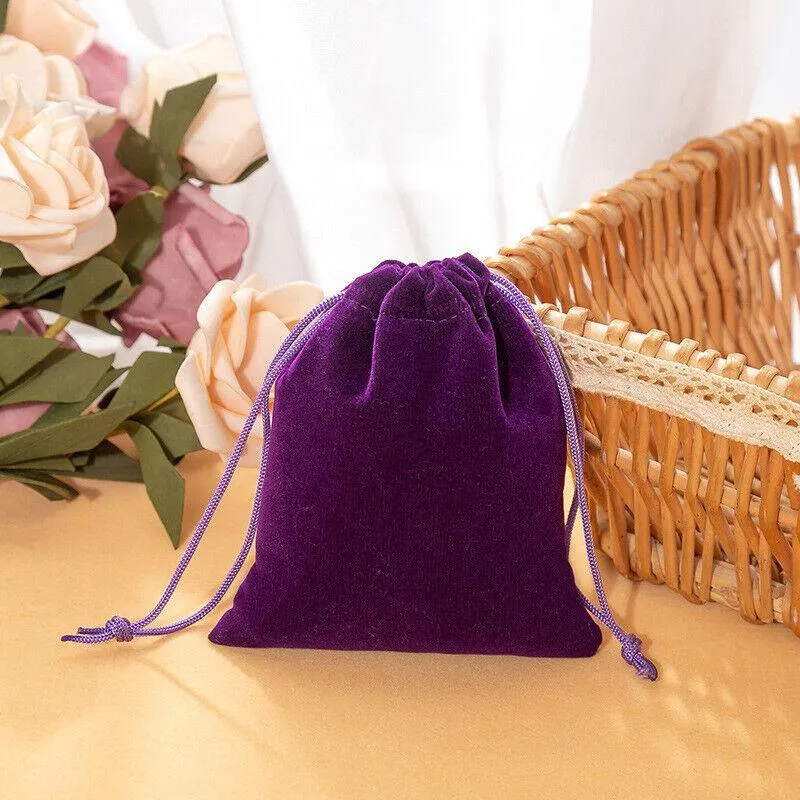 50X Small Velvet Cloth Drawstring Bags Gift Bag Jewelry Ring Pouch Earring Favor 9x12