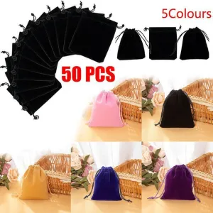 50X Small Velvet Cloth Drawstring Bags Gift Bag Jewelry Ring Pouch Earring Favor 9x12