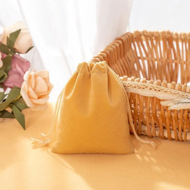 50X Small Velvet Cloth Drawstring Bags Gift Bag Jewelry Ring Pouch Earring Favor 9x12