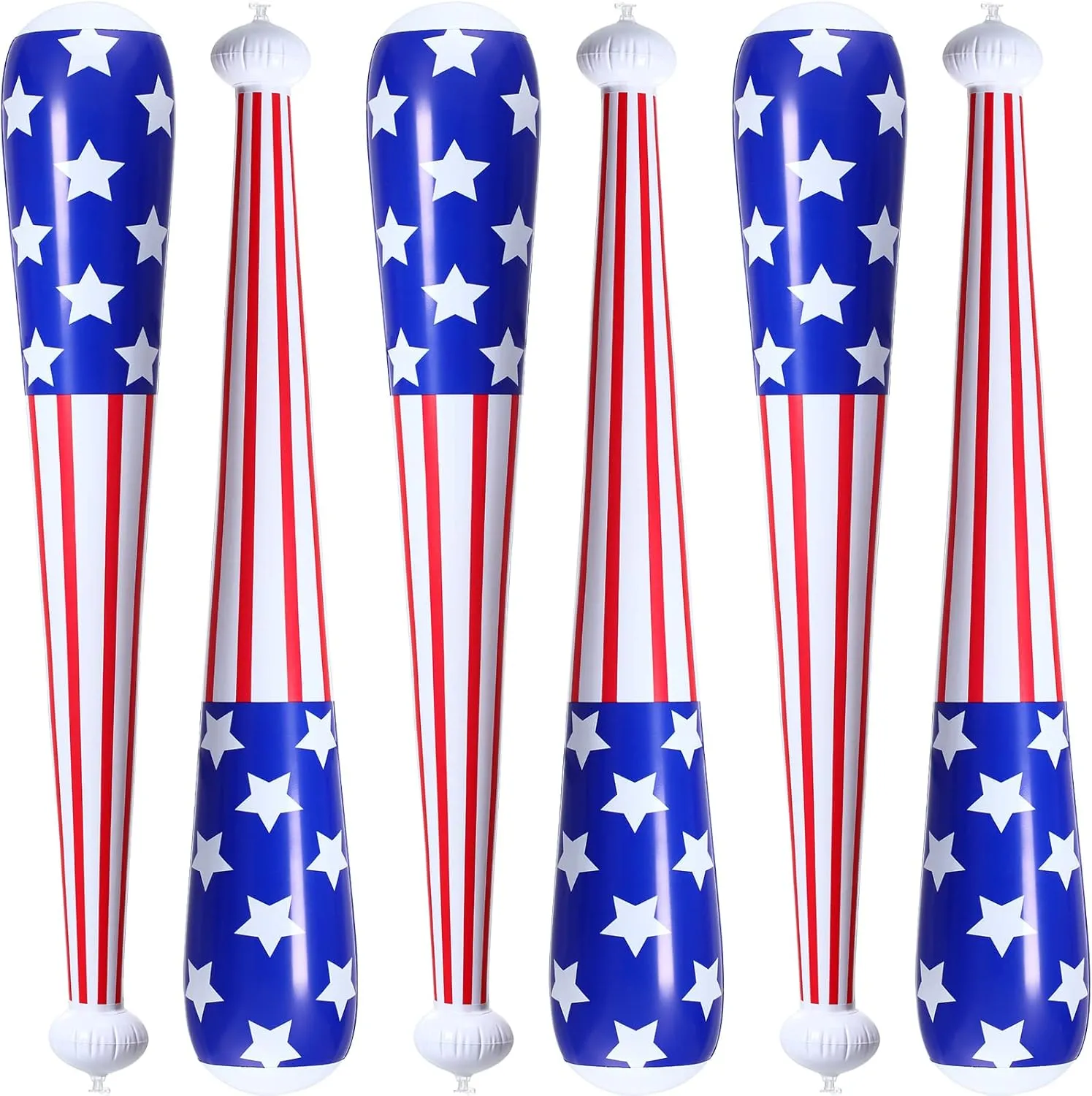 6 Pack Baseball Bat Inflates, 33 Inch Inflatable Flag Pool Toys, Carnival Prizes American Flag Inflatable Bat 4th of July Party Favors for Sports Theme Toy Party Supplies Birthday Party Decorations