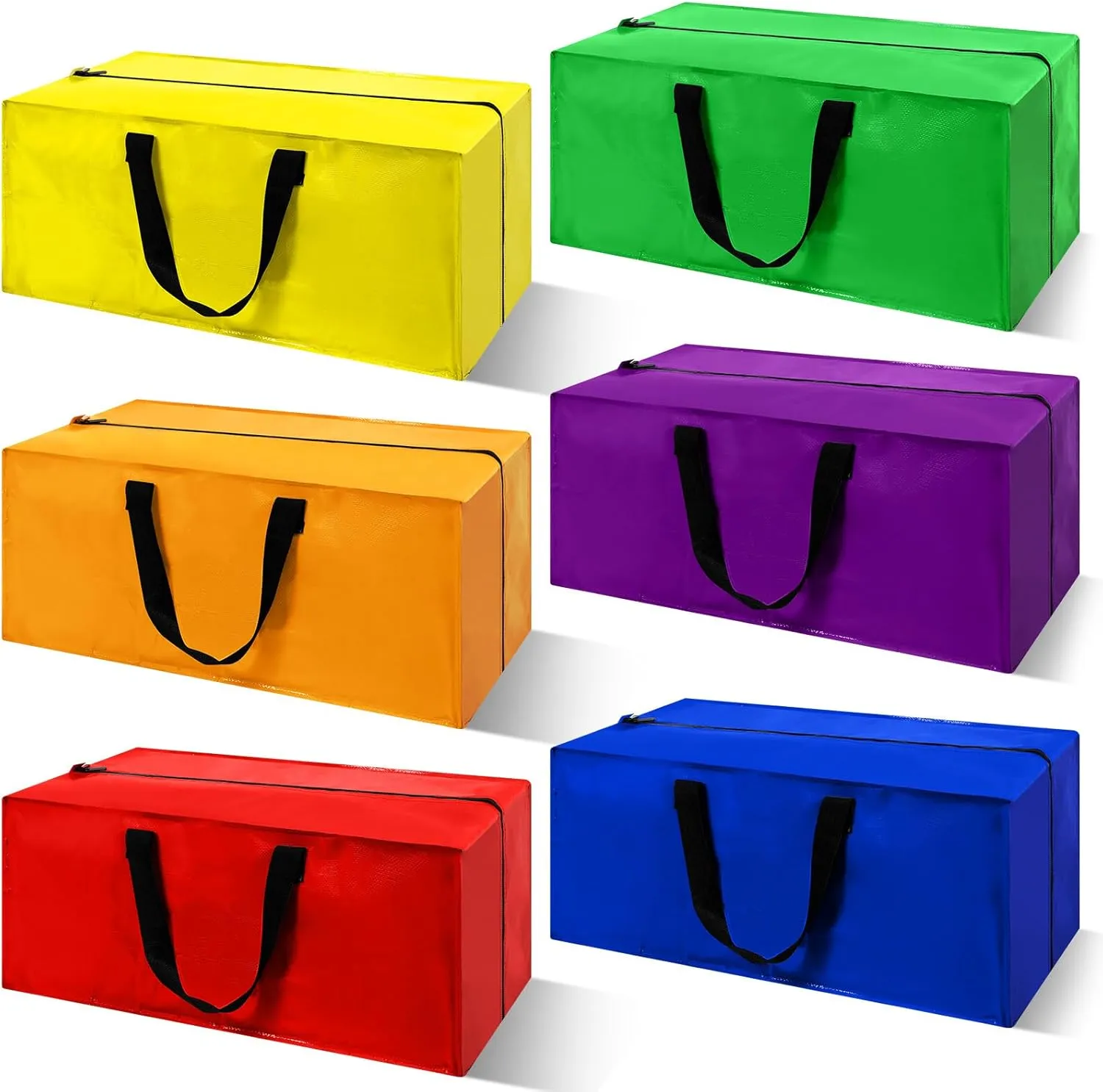 6 Pack Heavy Duty Moving Bags Extra Large Storage Totes with Backpack Straps Handles and Zippers for Space Saving Storage Alternative to Moving Boxes Multi Color Packing Bag(Rainbow)