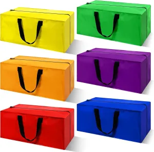 6 Pack Heavy Duty Moving Bags Extra Large Storage Totes with Backpack Straps Handles and Zippers for Space Saving Storage Alternative to Moving Boxes Multi Color Packing Bag(Rainbow)