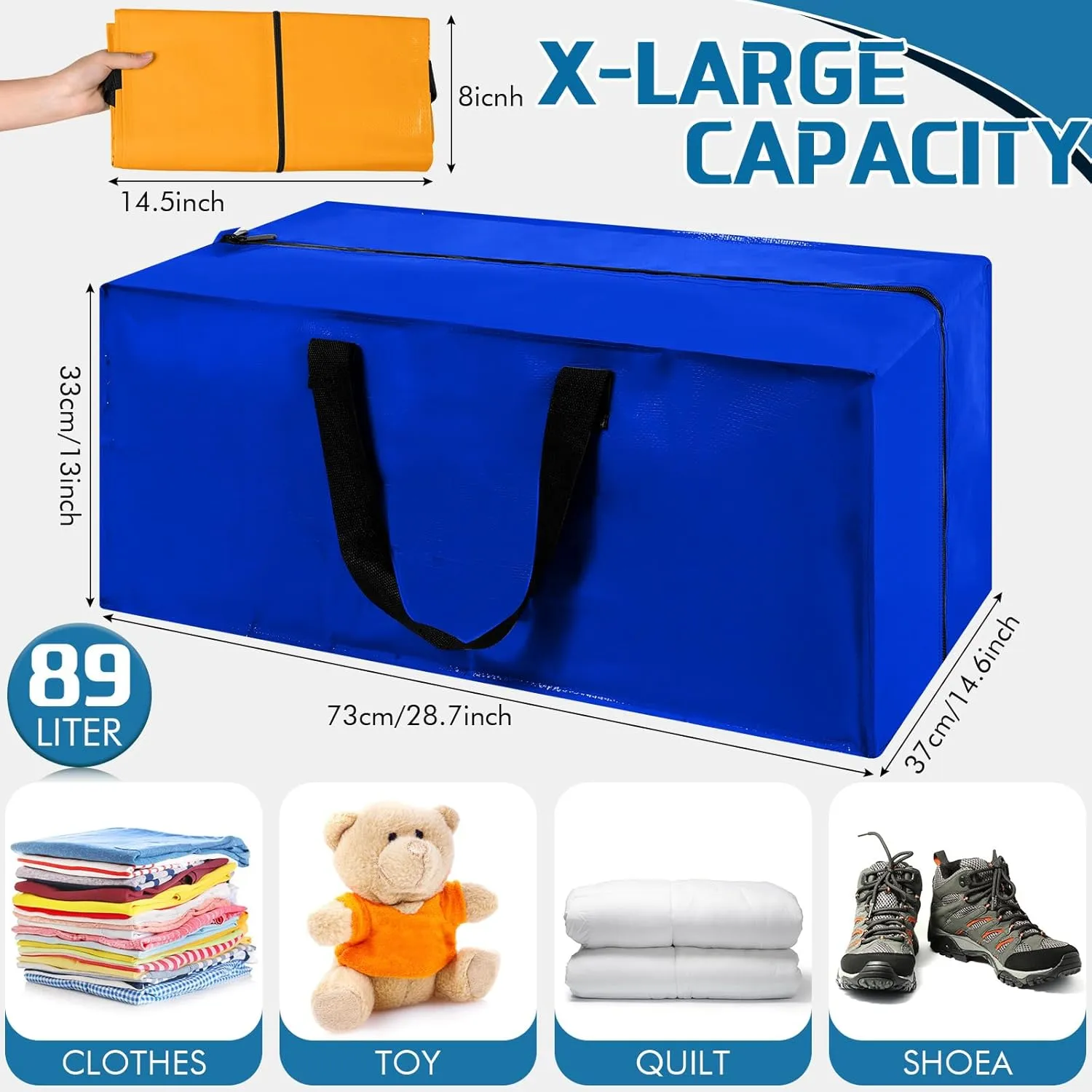 6 Pack Heavy Duty Moving Bags Extra Large Storage Totes with Backpack Straps Handles and Zippers for Space Saving Storage Alternative to Moving Boxes Multi Color Packing Bag(Rainbow)