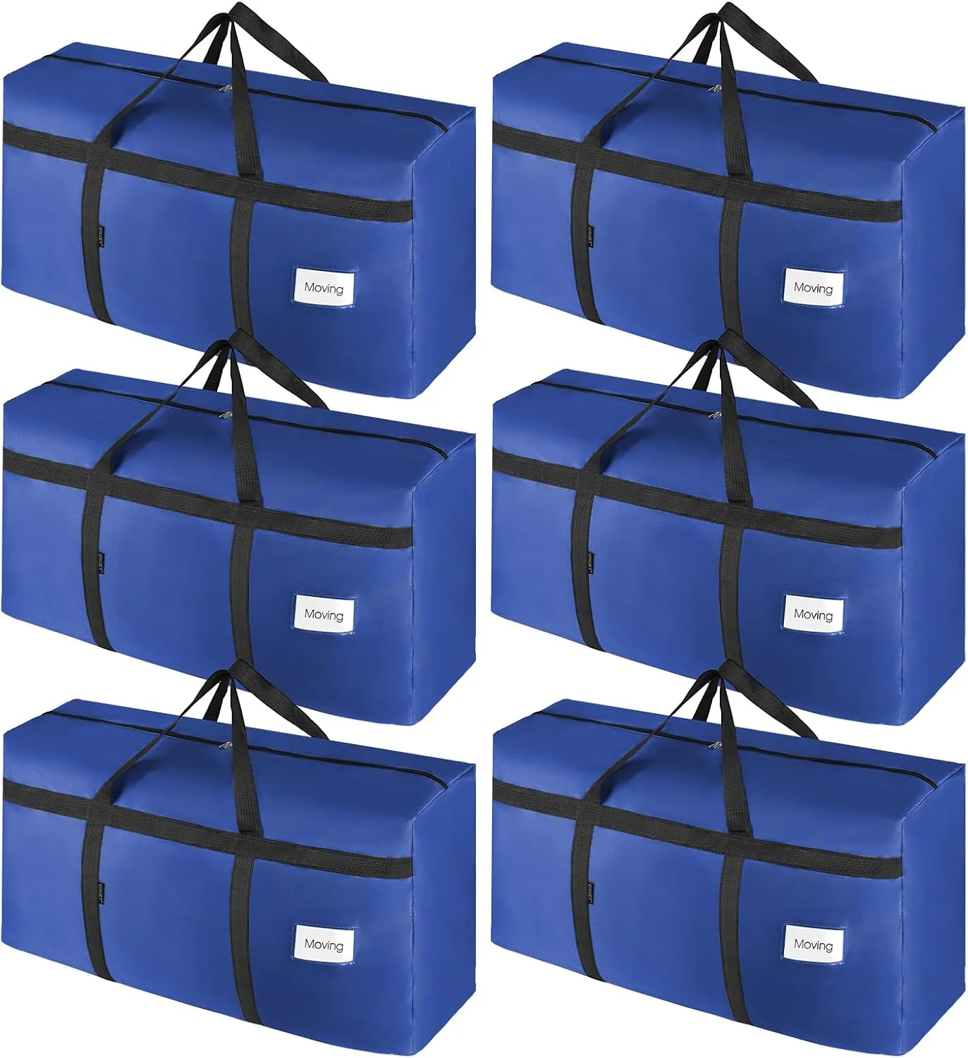 6 Pack Moving Bags Heavy Duty Extra Large 90L, College Packing Bags for Moving Clothes, Moving Supplies & Boxes with Zippers and Handles, Storage Bags Moving Totes Camping Essentials (Blue)