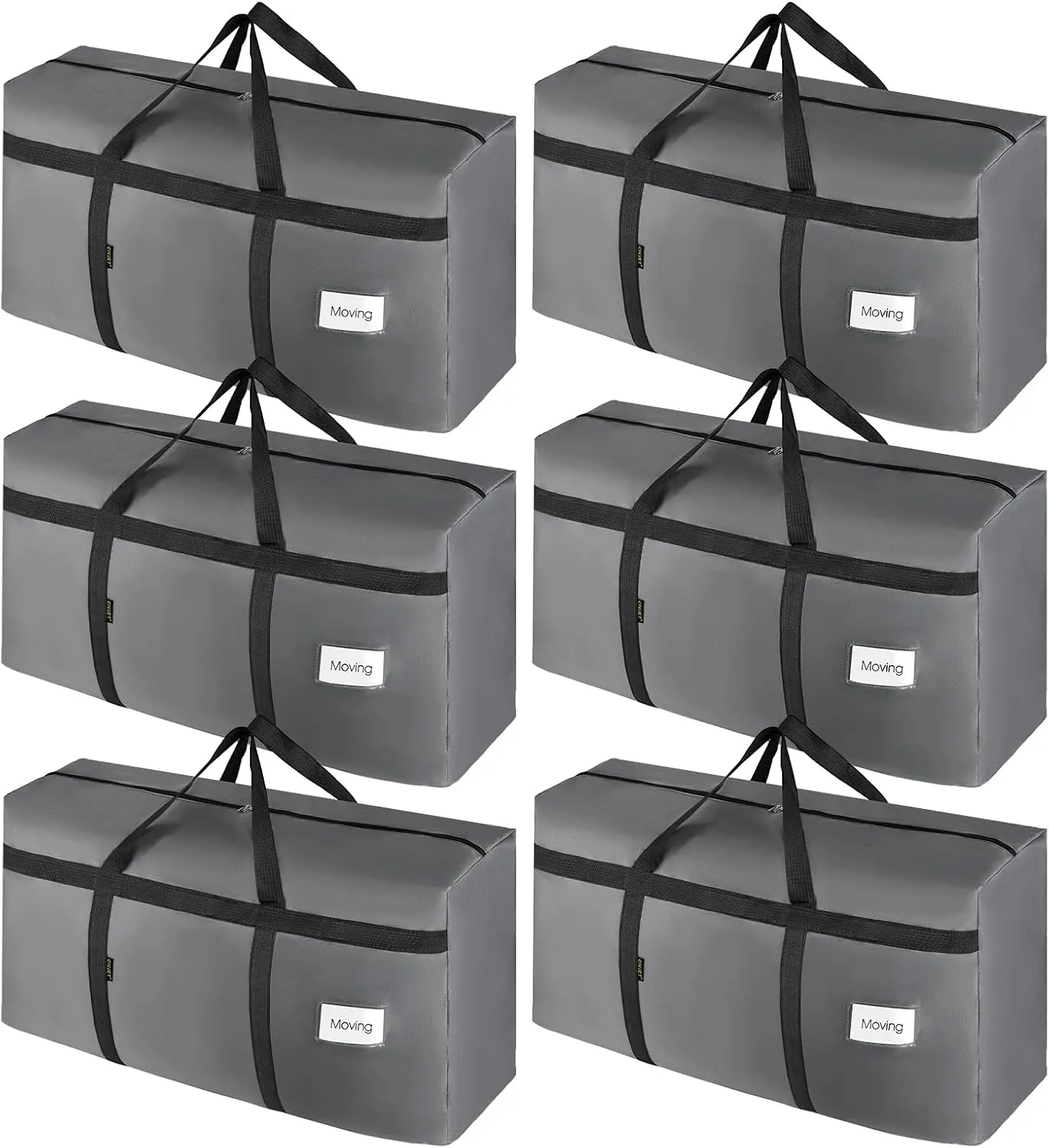 6 Pack Moving Bags Heavy Duty Extra Large 90L, College Packing Bags for Moving Clothes, Moving Supplies & Boxes with Zippers and Handles, Storage Bags Moving Totes Camping Essentials (Grey)