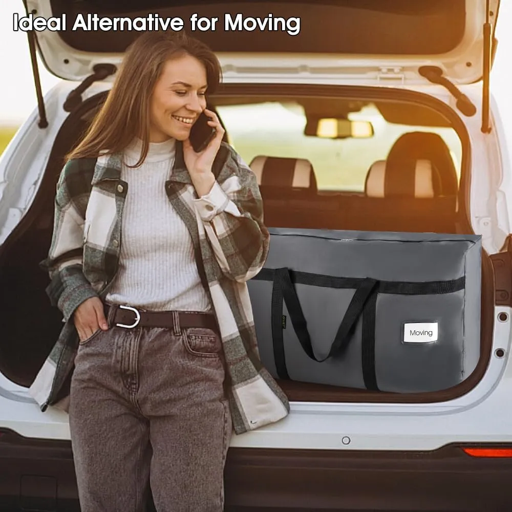 6 Pack Moving Bags Heavy Duty Extra Large 90L, College Packing Bags for Moving Clothes, Moving Supplies & Boxes with Zippers and Handles, Storage Bags Moving Totes Camping Essentials (Grey)