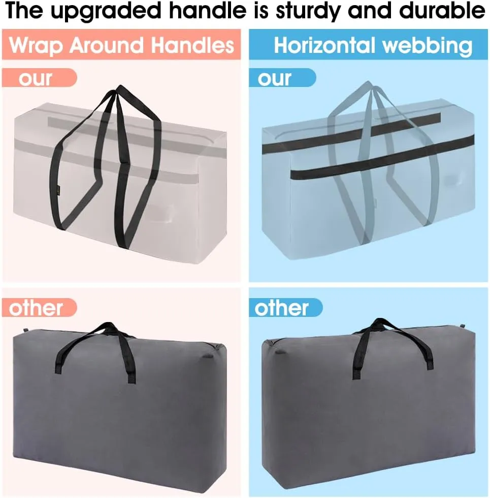 6 Pack Moving Bags Heavy Duty Extra Large 90L, College Packing Bags for Moving Clothes, Moving Supplies & Boxes with Zippers and Handles, Storage Bags Moving Totes Camping Essentials (Grey)