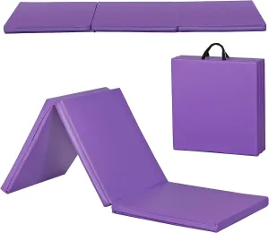 6' x 2' Tri-Fold Portable Folding Exercise Gym Mat Extra Thick Foam Gymnastics Mat Aerobics Yoga Martial Arts MMA Stretching Core Workouts w/Carrying Handle