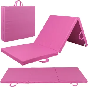 6' x 2' Tri-Fold Portable Folding Exercise Gym Mat Extra Thick Foam Gymnastics Mat Aerobics Yoga Martial Arts MMA Stretching Core Workouts w/Carrying Handle