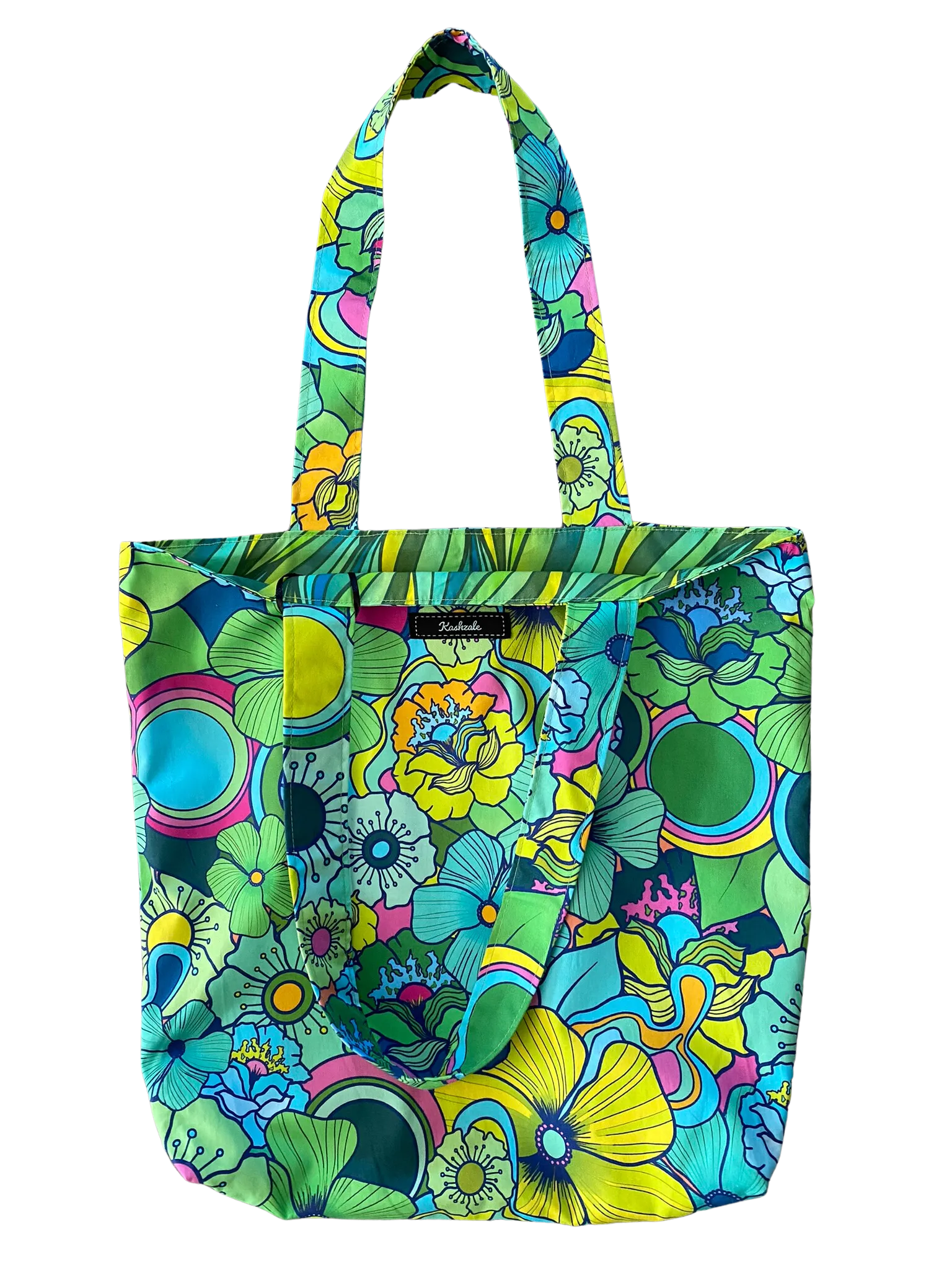 70's Floral Green Tote Bag