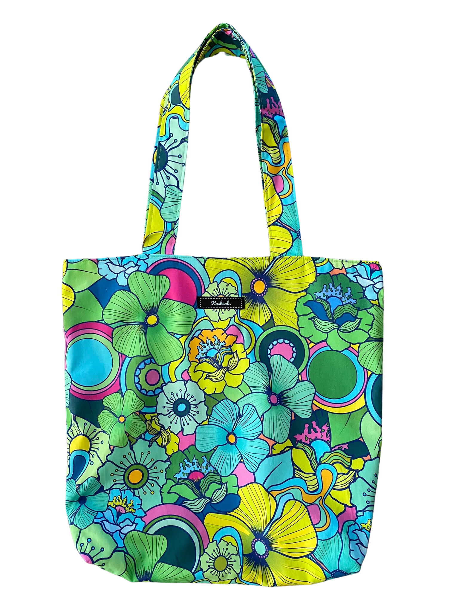 70's Floral Green Tote Bag