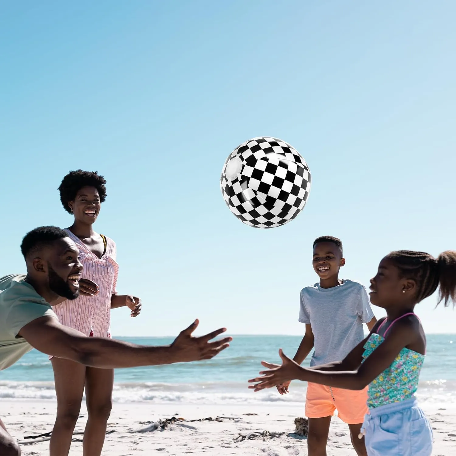 8PCS Race Car Checkered Flag Beach Ball Set – 12" Vibrant Black & White Themed Beach Balls for Kids’ Racing Birthday Parties,Summer Pool Games,End of Year Class Decorations,Bulk Party Favors