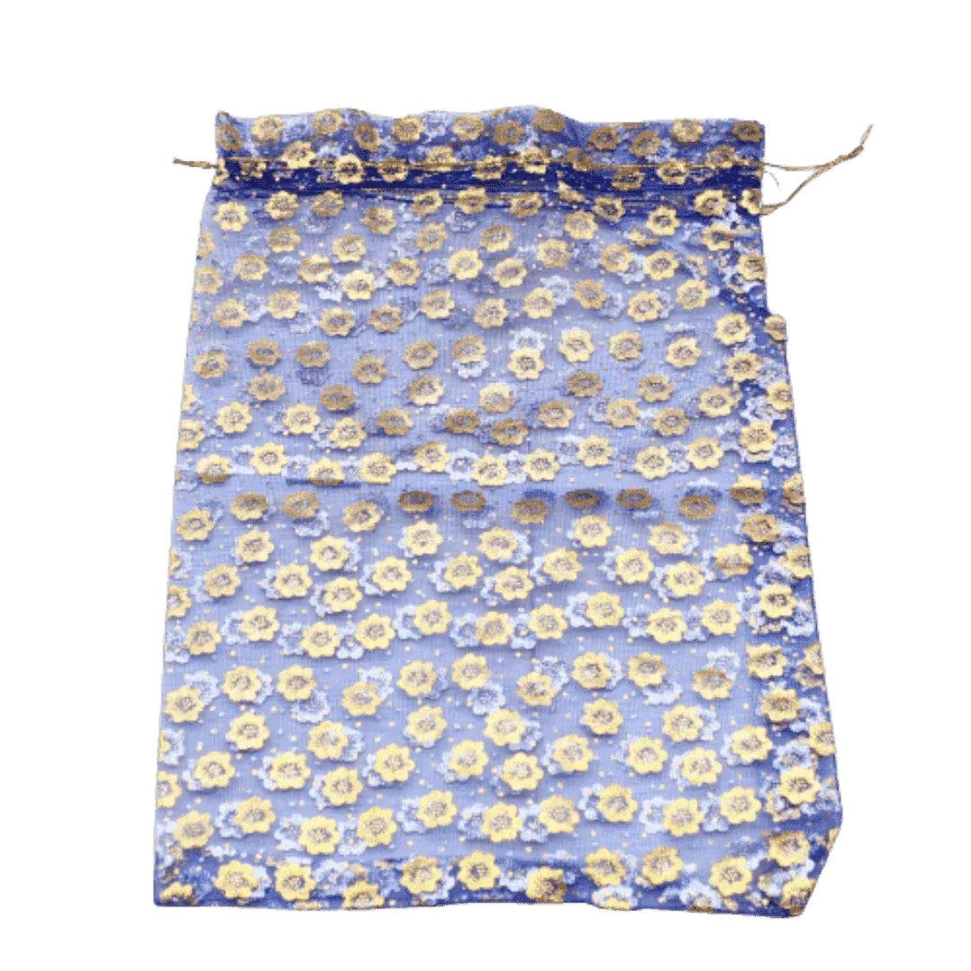 8x10 cm | Printed Organza Potli Bags | Pack of 70 |Blue Colour | Candy Bag |