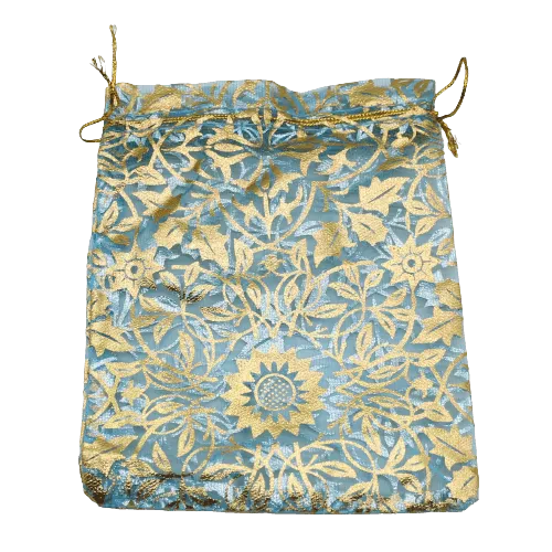 8x10 cm | Printed Organza Potli Bags | Pack of 70 | Sky Blue Colour | Candy Bag |