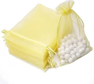 8x10 cms | 3x4 inch | Cream Colour | Shagun Potli Bags Organza Potli Pouch Sheer Pouches Candy Chocolate Pouches Drawstring Pouches