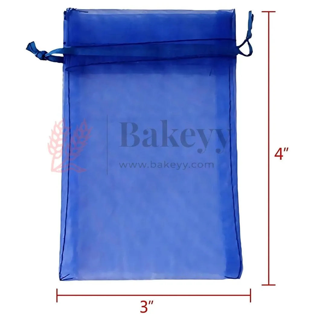 8x10cm | Organza Potli Bags | Royal Blue Colour | Candy Bag | Pack of 50