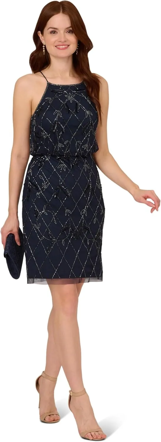Adrianna Papell Women's Beaded Blouson Dress