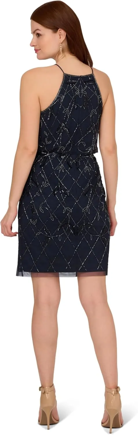 Adrianna Papell Women's Beaded Blouson Dress