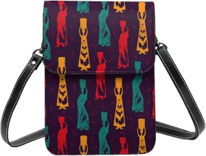 african woman contour abstract fashion Crossbody Cell Phone Purse for Women Girls Leather Mini Cross Body Bags Small Shoulder Bags