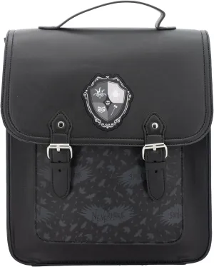 AI ACCESSORY INNOVATIONS Wednesday Nevermore Academy Vegan Leather Cosplay Mini Backpack Purse, 12 Inch School Bag, Black