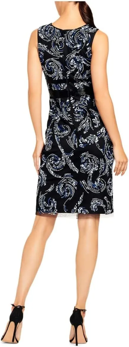 Aidan Mattox Womens Zippered Sleeveless V Neck Short Cocktail Sheath Dress