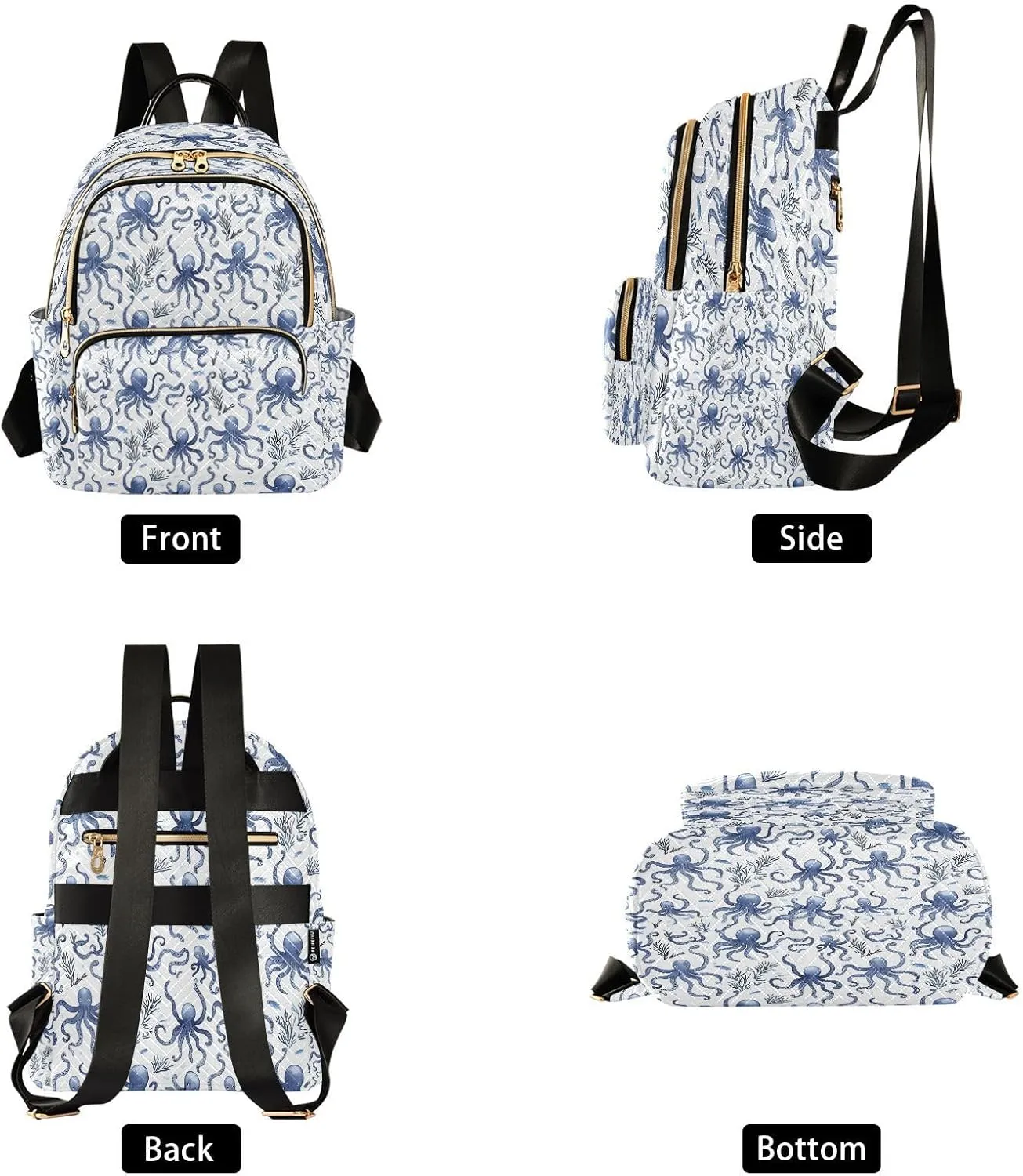 ALAZA Blue Octopus Mini Backpack Purse for Women Travel Bag Lightweight Shoulder Bag Fashion Daypack