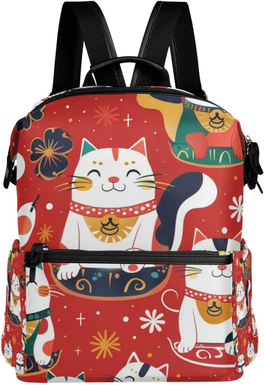 ALAZA Lucky Cat Japanese Women Backpack Purse Anti-theft Rucksack Lightweight Travel Backpack Casual Shoulder Bag Fashion Ladies Satchel Bags
