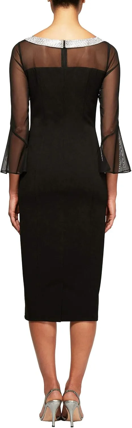 Alex Evenings Women's Short Shift Dress with Embellished Illusion Detail