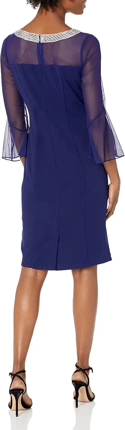 Alex Evenings Women's Short Shift Dress with Embellished Illusion Detail