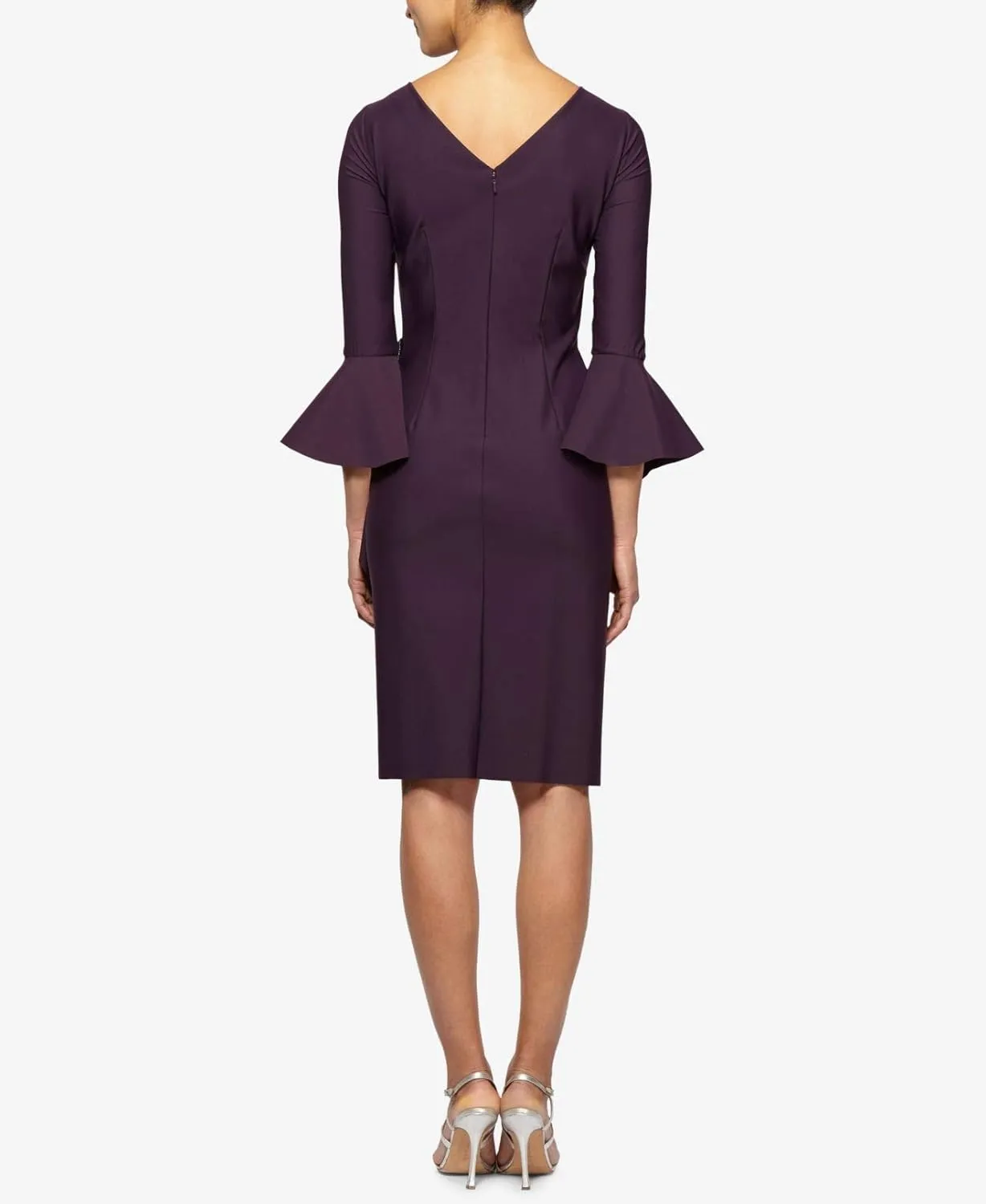 Alex Evenings Women's Slimming Short Cocktail Dress with Bell Sleeves, Wedding Guest (Petite and Regular Sizes)
