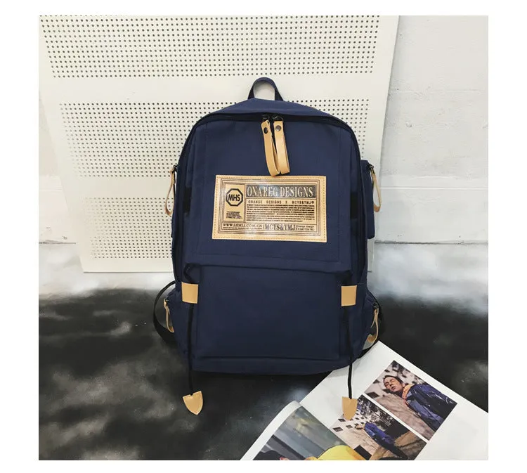 And Female Korean College Cotton Canvas Simple Cute Mori Backpacks